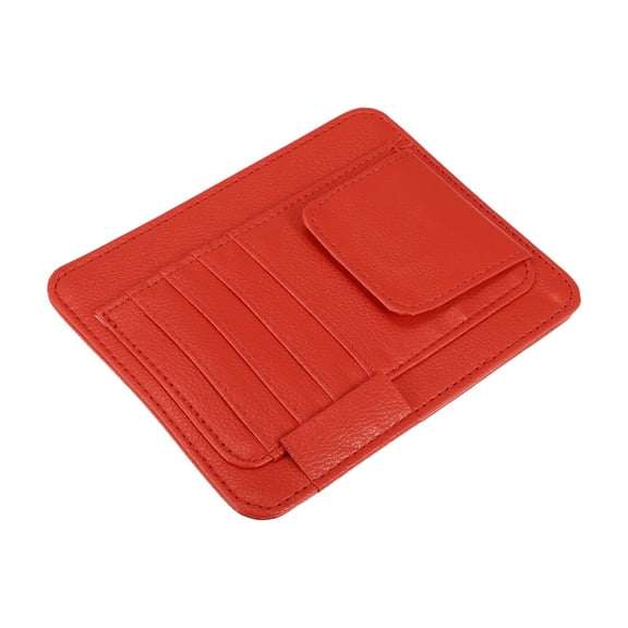 PU Leather Car Sun Visor Organizer Glasses Holder Card Holder Car Accessories Pocket Organizer Red
