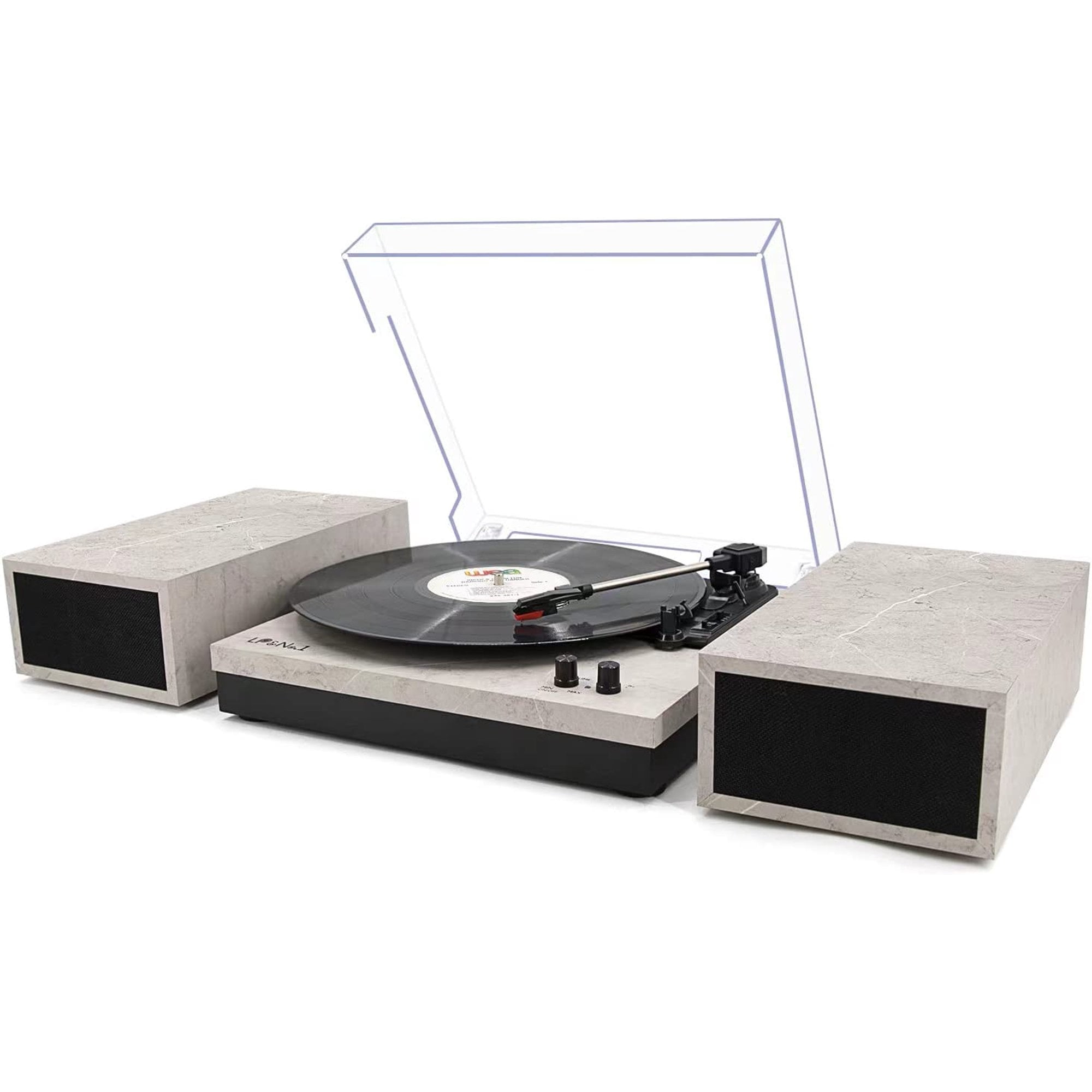 LP&No.1 Record Player, 3 Speed Bluetooth Vinyl Turntable with AutoStop