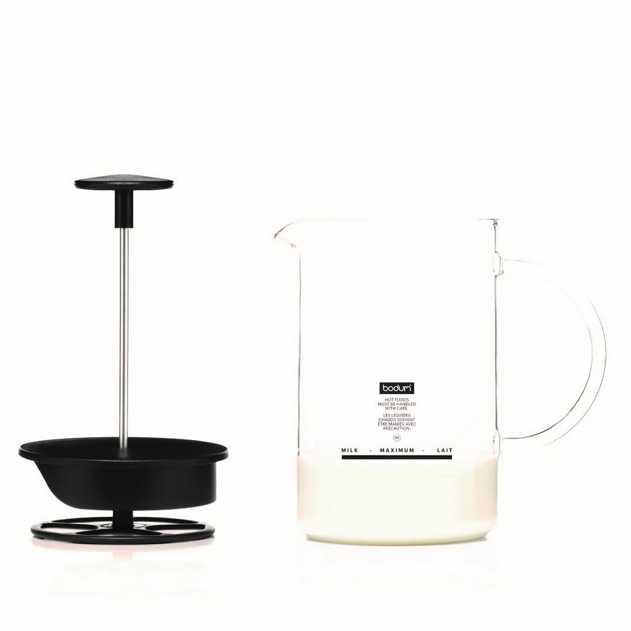 Bodum Latteo Milk Frother with Glass Handle, 0.25 L, 8 oz Black