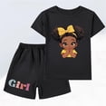 thumbnail image 2 of Piuwrlz Boys Girls Short Sets Kids Summer Outfit Set Printed Round Neck Tight Shirt T-Shirt and Shorts Set Black Size 7 Years, 2 of 4