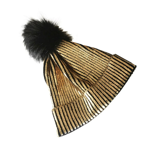 ZheElen Women Beanie Hat Ladies Knitted Warm-keeping Cap Outdoor Cycling Hiking Winter Hat, Gold Gold