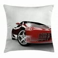 thumbnail image 1 of Teen Room Decor Throw Pillow Cushion Cover, Modern Automotive Vivid Toned Trendy Car Back View Prestige Artsy Image, Decorative Square Accent Pillow Case, 20 X 20 Inches, Black Ruby, by Ambesonne, 1 of 2