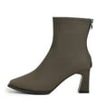 thumbnail image 3 of Deago Women's Ankle Boots Square Toe Back Zipper Chunky Block Heel Mid Calf High Heeled Short Booties, 3 of 9