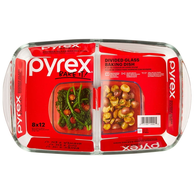 Pyrex Divided Glass Baking Dish, 8 x 12 