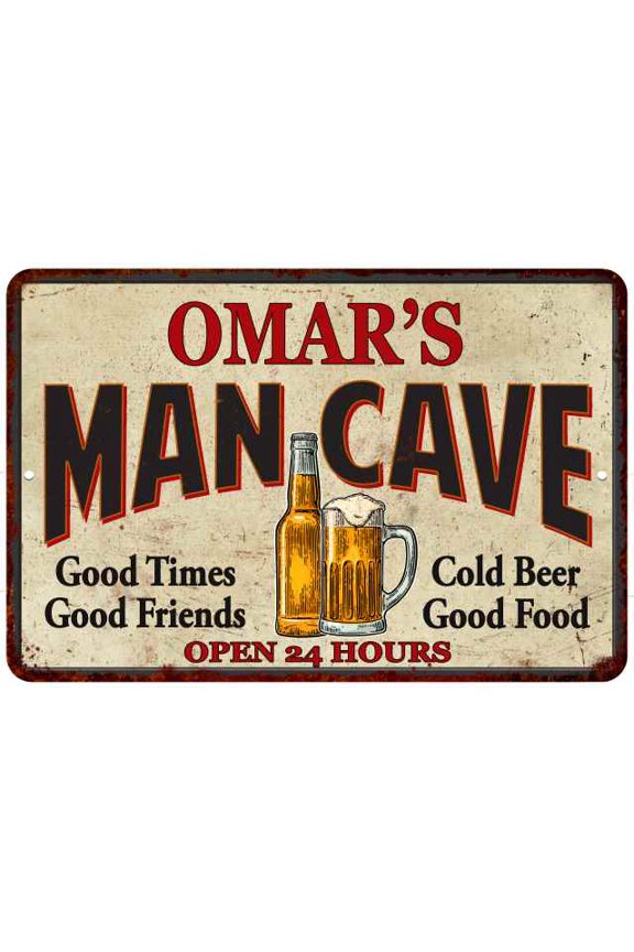 OMAR'S Man Cave Metal Sign Wall Decor Gift 8x12 108120011343