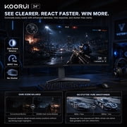 KOORUI 34 UWQHD Curved Gaming Monitor, 180Hz Ultrawide Monitor, 3440×1440p 1ms(MPRT) HDR400