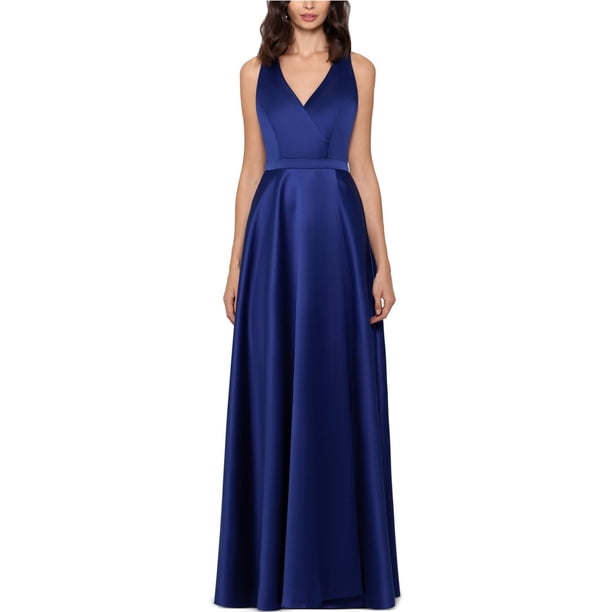Vestido de satén XSCAPE con cuello Halter para mujer azul 6