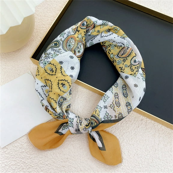 Xysaqa Cotton Linen Small Square Head Scarf for Women, 22 × 22 inches Kerchief, Boho Headbands for Women Breathable Hair Scarf Hair Scarves for Teen Girls