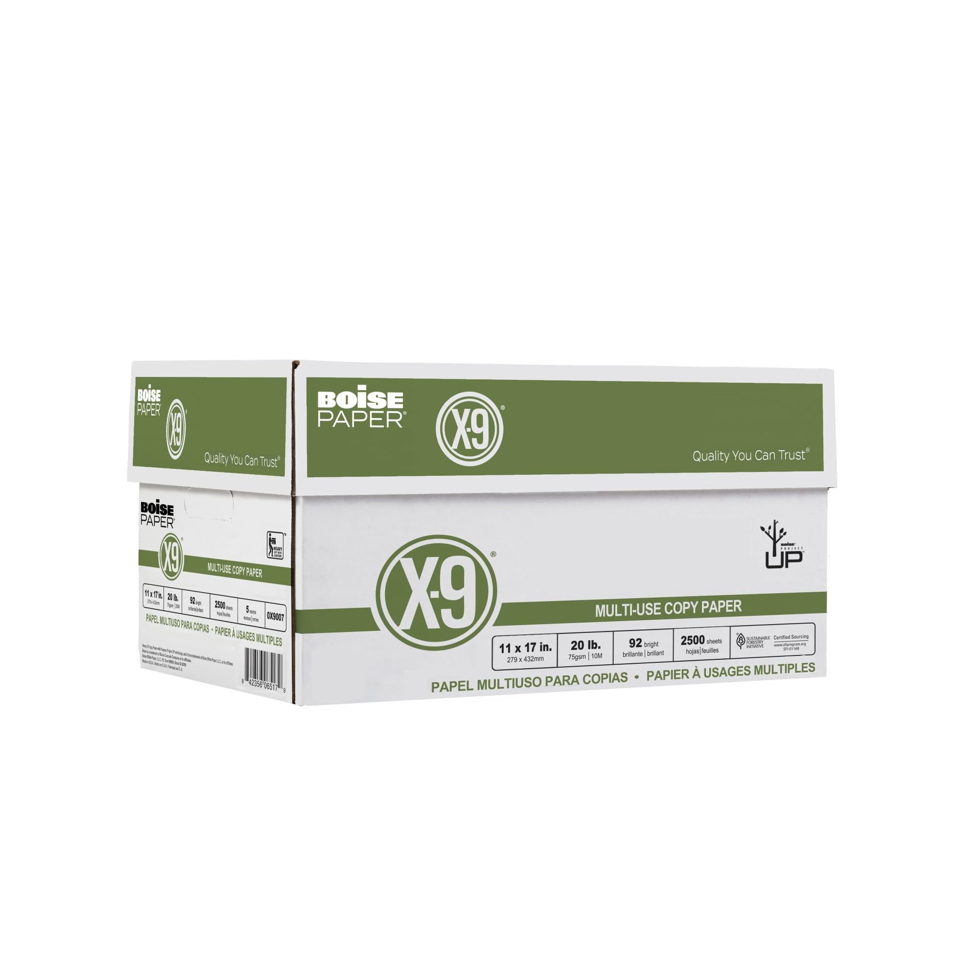 Boise X-9 Copy Paper, 92 Brightness, 11" x 17", White (2500 Sheets Per Carton)