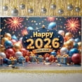 thumbnail image 3 of Golden Star Happy 2026 Banner Colorful Balloons New Year Backdrop Gift Boxes Fireworks 2026 Display for New Year Party Family Gathering Corporate Event, 3 of 9
