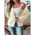 thumbnail image 2 of Womens Cardigan Sweater Fall Winter Fuzzy Button Up Long Sleeve V Neck Soft Chunky Knit Cardigan  XL, 2 of 8
