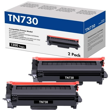 2-Pack TN730 Toner Cartridge Compatible for Brother TN-730 TN760 TN-760 HL-L2350DW DCP-L2550DW MFC-L2710DW MFC-L2730DW HL-L2370DW HL-L2395DW Printer Ink Black