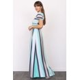 thumbnail image 3 of Aqua & Navy Stripe Short Sleeve Maxi Dress, 3 of 3
