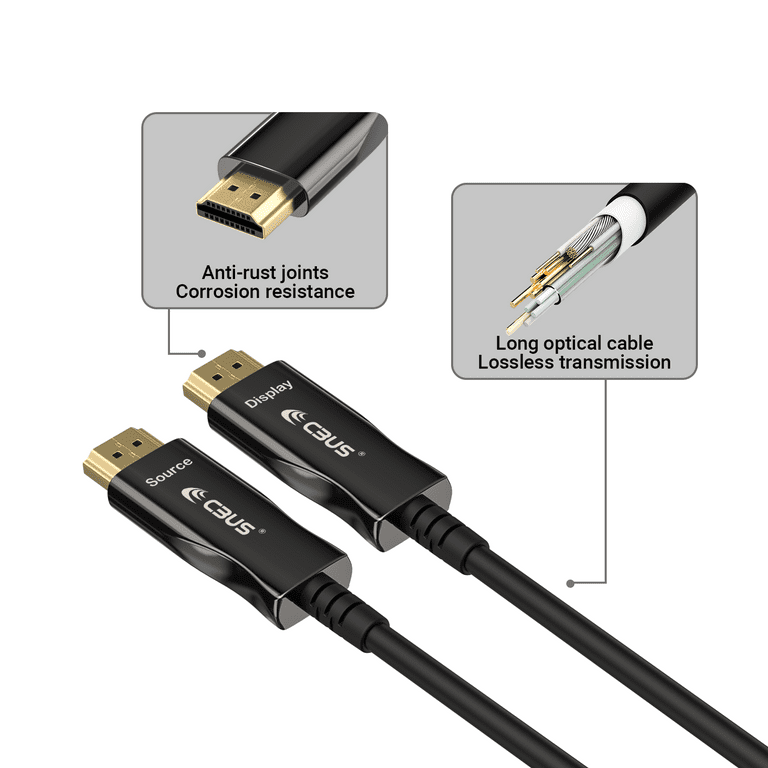 50FT Fiber Optic HDMI 2.1 Cable 48Gbps ARC Dolby Vision 3D HDR10/+ HDCP2.2  4:4:4
