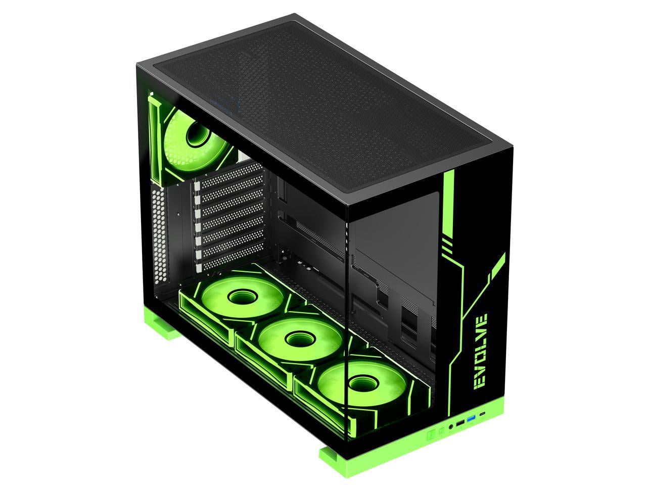 DIYPC IDX8-BK-ARGB Black USB3.0/ Type C Tempered Glass ATX Gaming Computer Case w/ Dual Tempered Glass Panel and 4 x ARGB PWM Fans (Pre-Installed)