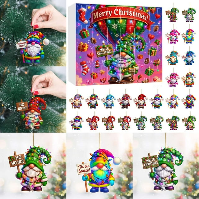 2025 Cute Cartoon Advent Calendar 2D Flat Pendant Countdown Set for Holiday Celebrations and Giving