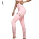 thumbnail image 3 of Impresión de pantalones de cintura alta ejecutando ejercicio ejercicio ejercicio fitness yoga deportes leggings adelgazamiento casual tobillo longitud pantalones rosa l Vogacara AP004582-07, 3 of 7