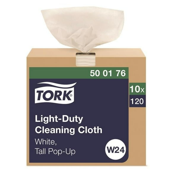 Tork Light Duty Cleaning Cloth Pop Up Box 1-Ply White 1200 Cloths 500176