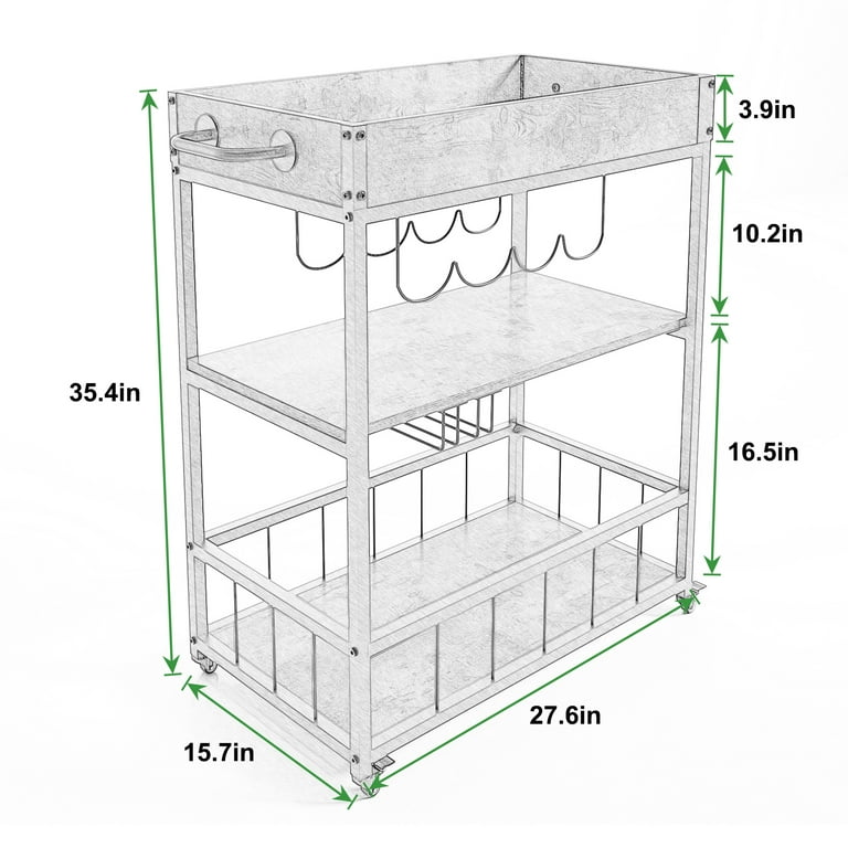 SogesPower Kitchen 3-Tier Baker's Rack with Kitchen Organizer- Brown