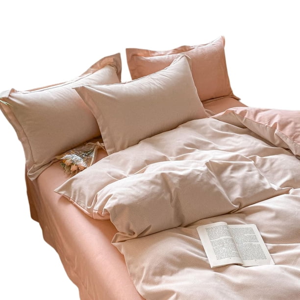 Xiao Hua Juego de sábanas, juego de sábanas y fundas de almohada, juego de cama individual, ropa de cama de hotel, decoración del hogar (rosa)