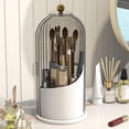 thumbnail image 6 of Makeup Brush Holder with Lid, Dustproof Rotating Cosmetic Organizer for Vanity, Bathroom, Countertop, 6 of 8