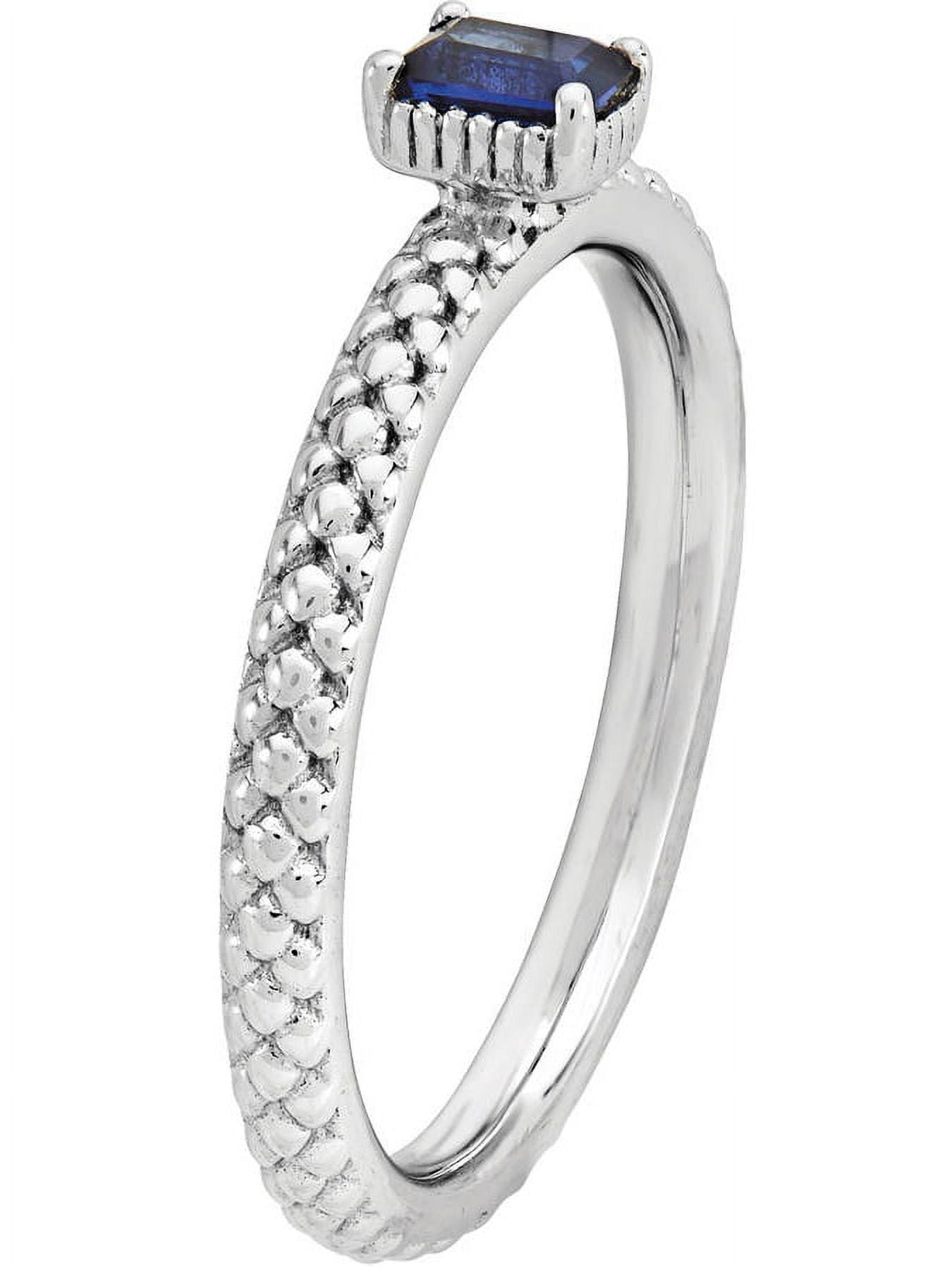 Created Sapphire Sterling Silver Single-Stone Ring