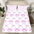 thumbnail image 2 of Manfei Princess Dreamy Bow Bed Sheets for Kid, White Purple King Sheets, Kawaii Cartoon Ribbon Sheet Set, Lightweight Room Decor, 4-Piece, 2 of 7