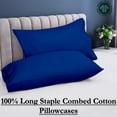 thumbnail image 6 of ROYALE LINENS 300 Thread Count 100% Long Staple Combed Cotton Pillowcases Set of 2 - Ultra Soft - Standard Bed Pillow Cover - 20"x26" - Breathable, Cool & Crisp Percale Pillow Cases (Std, Dark Navy), 6 of 10