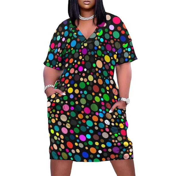 Vestido de verano holgado con bolsillos y estampado de lunares multicolores para mujer 2025 vestidos para mujer 2025