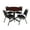 Mahogany, variant on Romig Pillar 48 in. Round X-Base Breakroom Table- Maple & 4 Restaurant Stack Chairs- Black