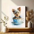 thumbnail image 6 of Cute Yorkshire Terrier Teacup Canvas Wall Art, Adorable Pet Print for Living Room, Bedroom, Kitchen, Office and Farmhouse Decor, 6 of 8