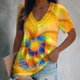 thumbnail image 2 of Camiseta de manga corta con cuello en V estampada informal para mujer a la moda Fridja bn5670, 2 of 5