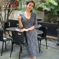 thumbnail image 1 of H Han Queen-vestido de tubo de encaje ahuecado de longitud media con cuello en V para mujer, vestido de fiesta de noche Simple elegante, moda de otoño, gran oferta, 1 of 4
