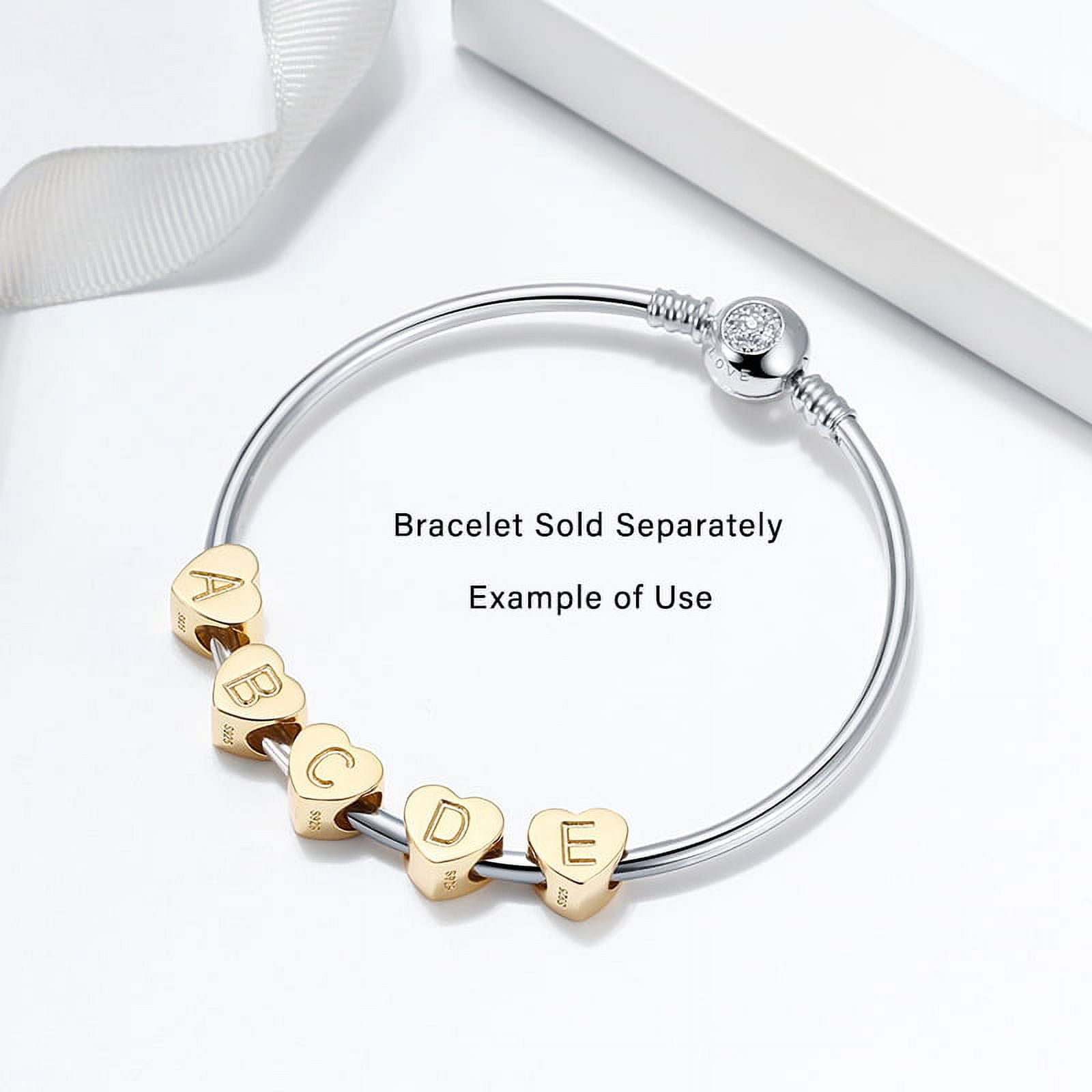 Initial Heart Charms Gold Plated  Sterling Silver Womens Ginger Lyne Collection