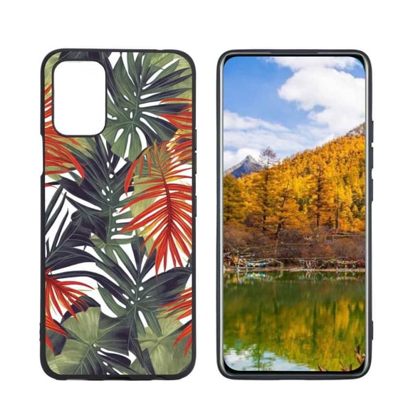 Tropical-Leaves-339 Phone Case, Degined for LG Q52 Case Men Women, Flexible Silicone Shockproof Case for LG Q52