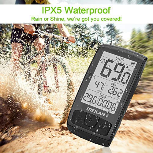 Heart Rate Monitor IPX5 Waterproof Wireless Bluetooth Bike Computer Multi-Functions LCD Backlight Display Bike Speedometer and Odometer 