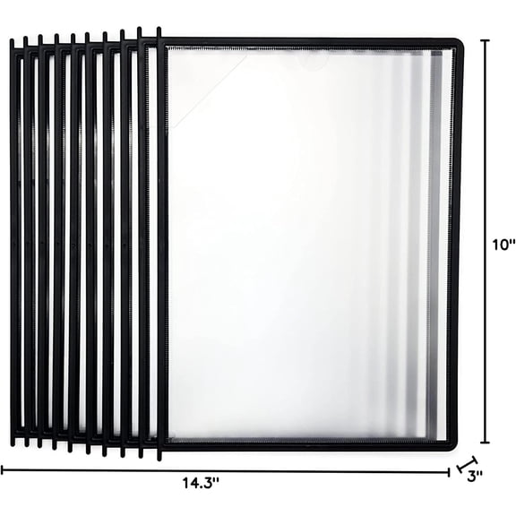 DJOIS Wall Mount Reference and Display System – 10 Double-Sided Letter Pockets – 20 Sheet Capacity – ABS & Metal – Easy-Load – Black (EZW771)