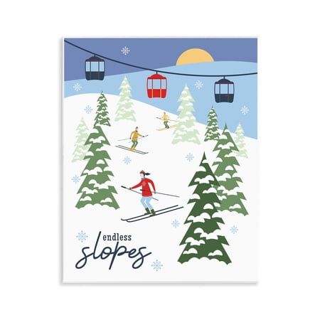 Stupell Industries Endless Slopes Winter Ski View Sports & Sports Teams Painting Unframed Art Print Wall Art, 11 x 14