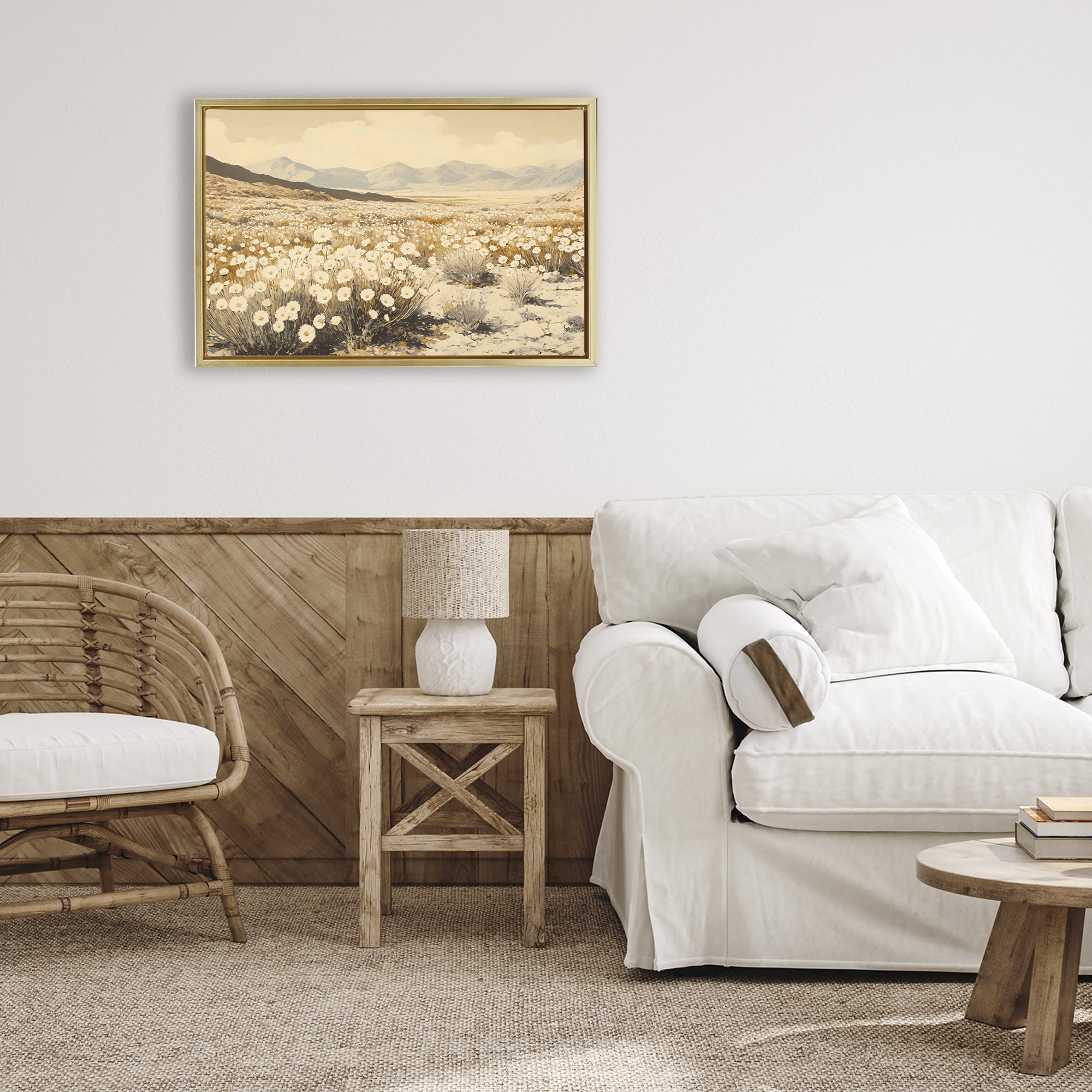 Stupell Industries Desert Wildflowers in Golden Valley Gold Framed Floater Canvas Wall Art, design by Franklyn Gregory