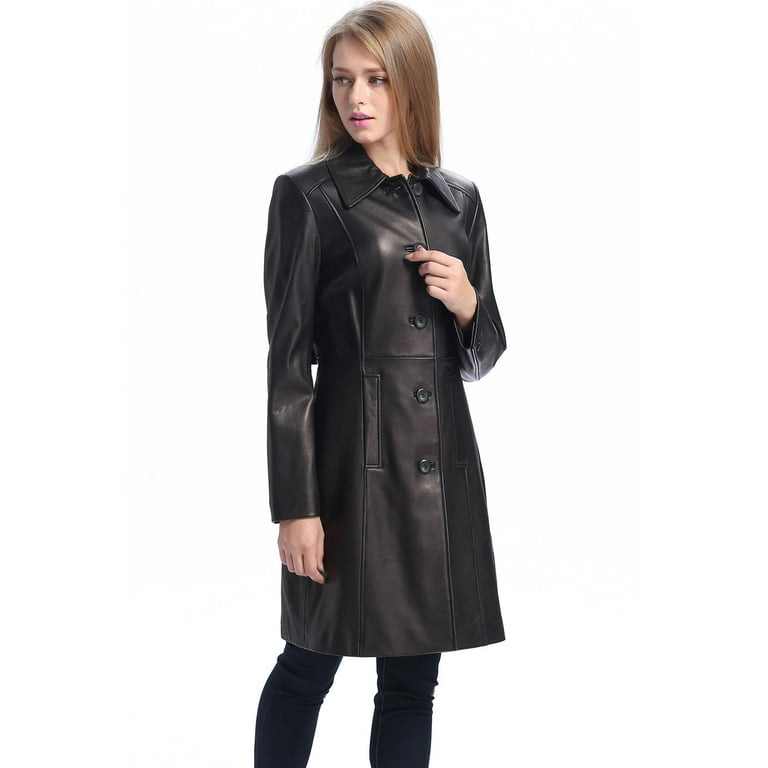 Womens leather walking clearance coat