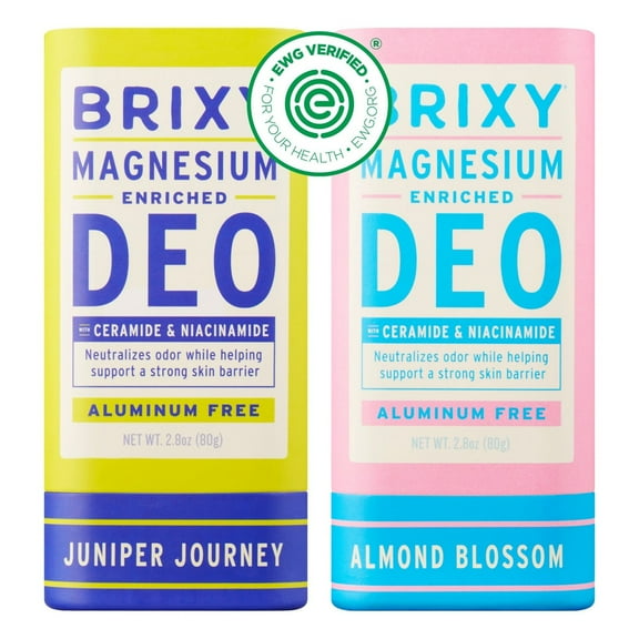 BRIXY Magnesium Deodorant, Odor Control With Ceramide & Niacinamide For Skin Health, Aluminum Free, Baking Soda Free, EWG VERIFIED, Sensitive Skin Deodorant, Vegan, Plastic Free, Light Scent (2 Pack)