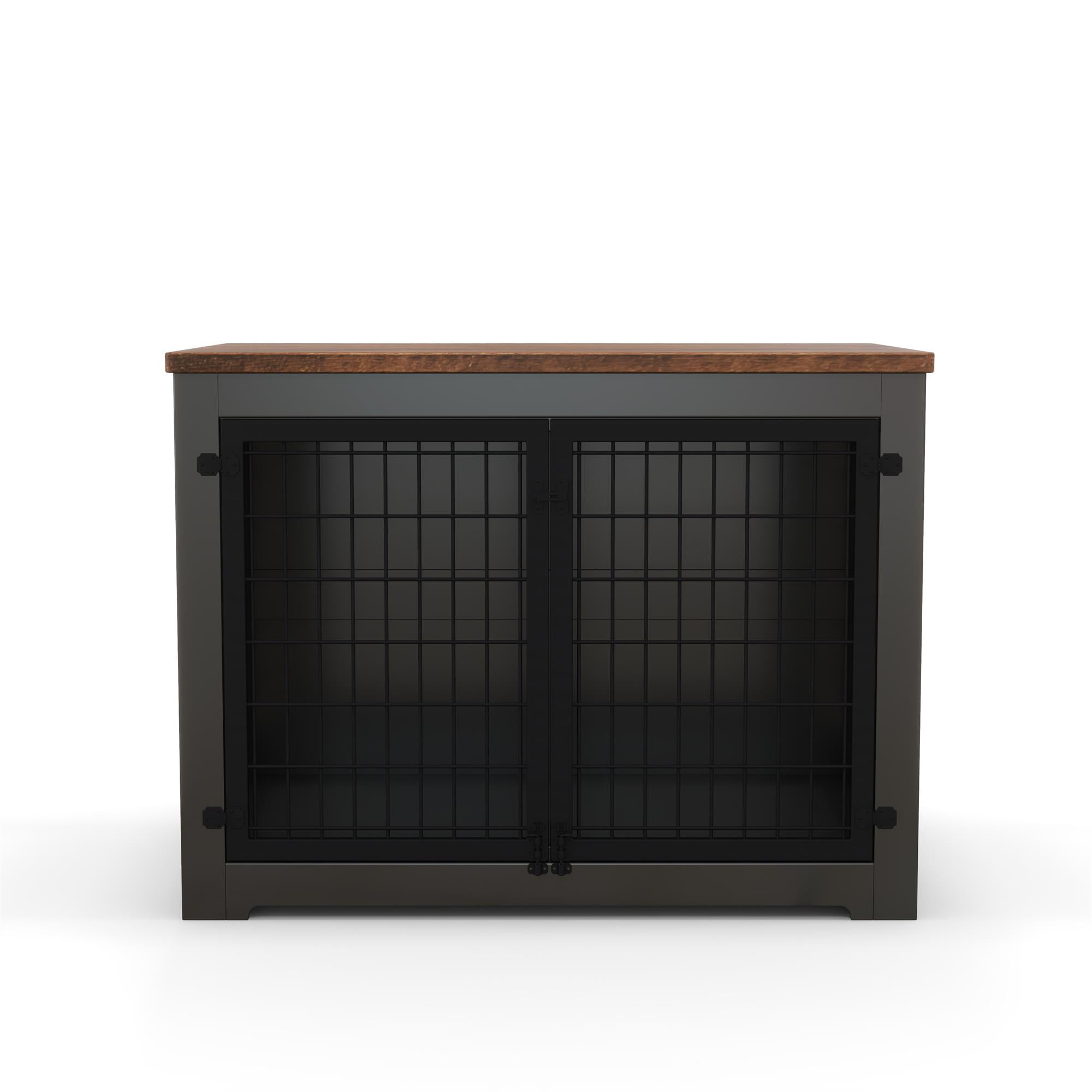 Pefilos 40" Dog Crate Furniture for Small Dogs with Door Lock and Double Doors, Wood Iron Fence Dog Cage for Indoor, Black Pefilos 40" Dog Crate Furniture for Small Dogs with Door Lock and Double Doors, Wood Iron Fence Dog Cage for Indoor, Black