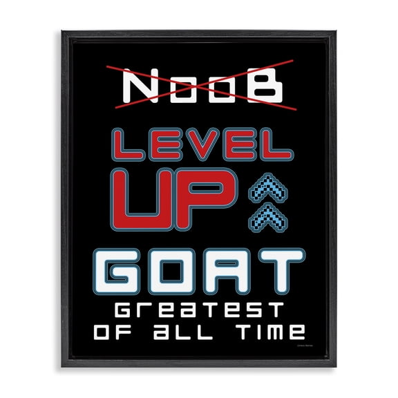 Stupell Industries Contemporary Greatest Of All Time Gamer Black Floating Frame Canvas Art, 17 x 21, by Yass Naffas Designs