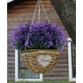thumbnail image 3 of 8 Bundles Artificial Lavender Fake Flowers, Outdoor UV Resistant Plants Plastic Shrubs Hanging Flowerpot Indoor Outside Decoration(Purple), 3 of 7
