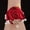 Red, variant on Elegant Satin Simulated Rose Wrist Flower for Weddings | Gold Leaf Rhinestone & Pearl Hand Flower | Multicolor Bridal Accessories