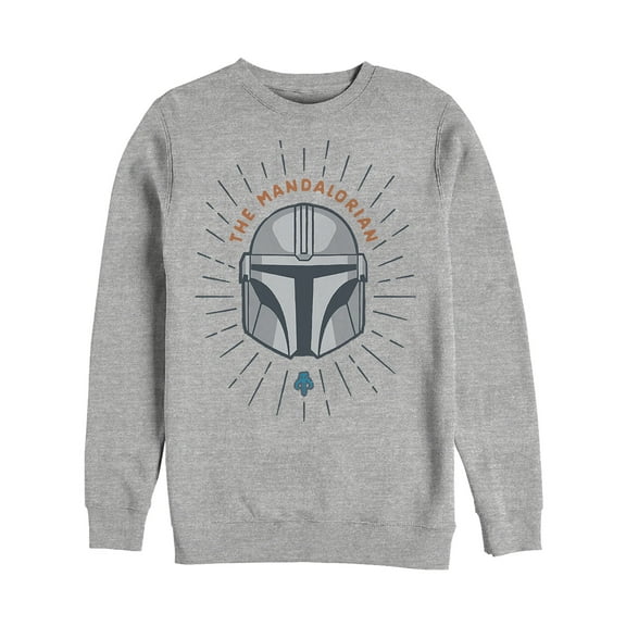 Men's Star Wars: The Mandalorian Helmet Cartoon  Sweatshirt Athletic Heather Large