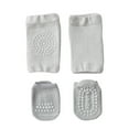 thumbnail image 1 of Baby Crawling Knee Pads Socks Set Spring Autumn Infant Floor Anti Slip Sock Knee Protector for Girl Boy Solid Color Toddler Item Gray S(0-1Year), 1 of 6