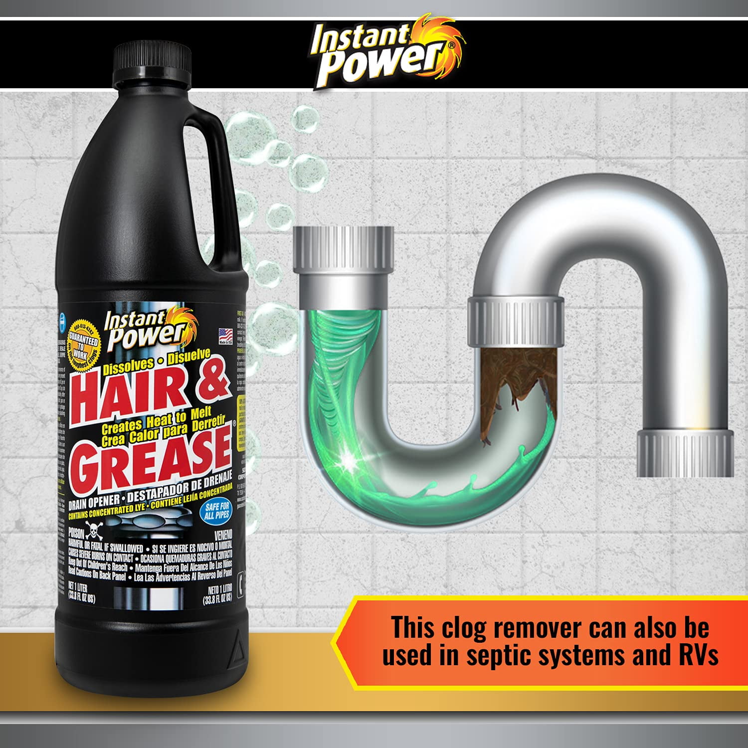 Instant Power 33.8 oz. Hair and Grease Drain Cleaner 1969 - The