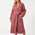 thumbnail image 2 of Cekizud Bathrobe for Women Thick Fleece Water Absorbent Wrap Belt Long Sleeve Robe, 2 of 9
