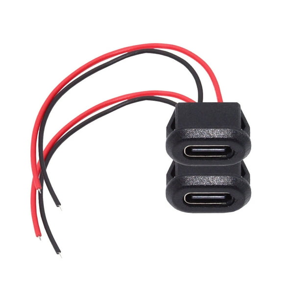 JSER 2pcs/set DIY OEM Type-C USB-C Female Socket to 2Pin Open Cable Latch Mount Type DC 5V Power